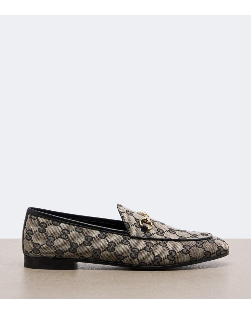 Gucci Gray Jordaan Horsebit Gg Canvas Loafers