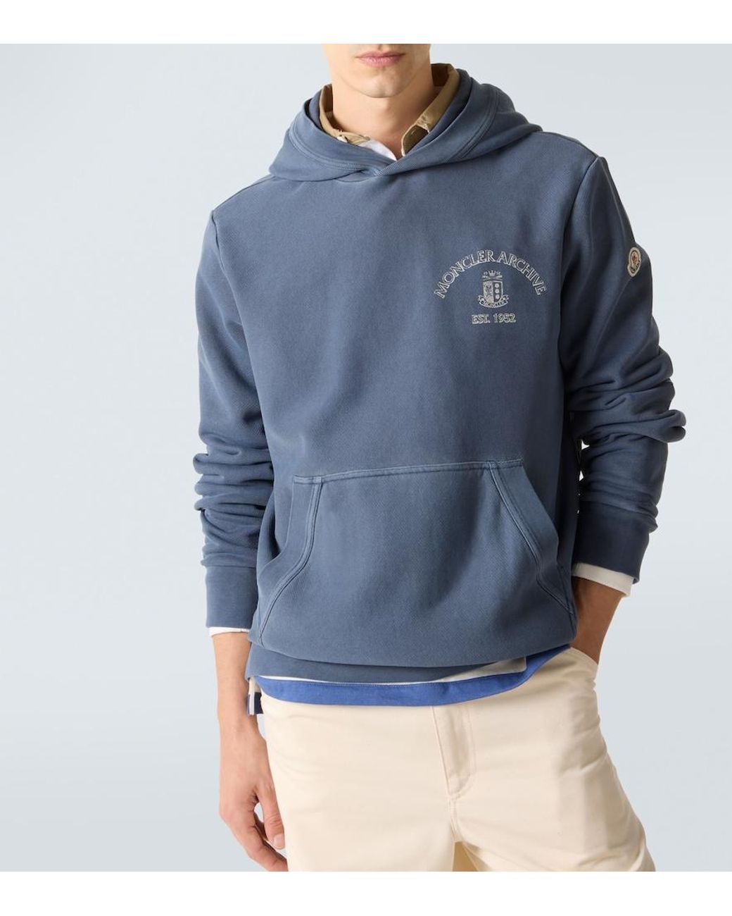 Sudadera De Algodon Con Logo Moncler de hombre de color Blue