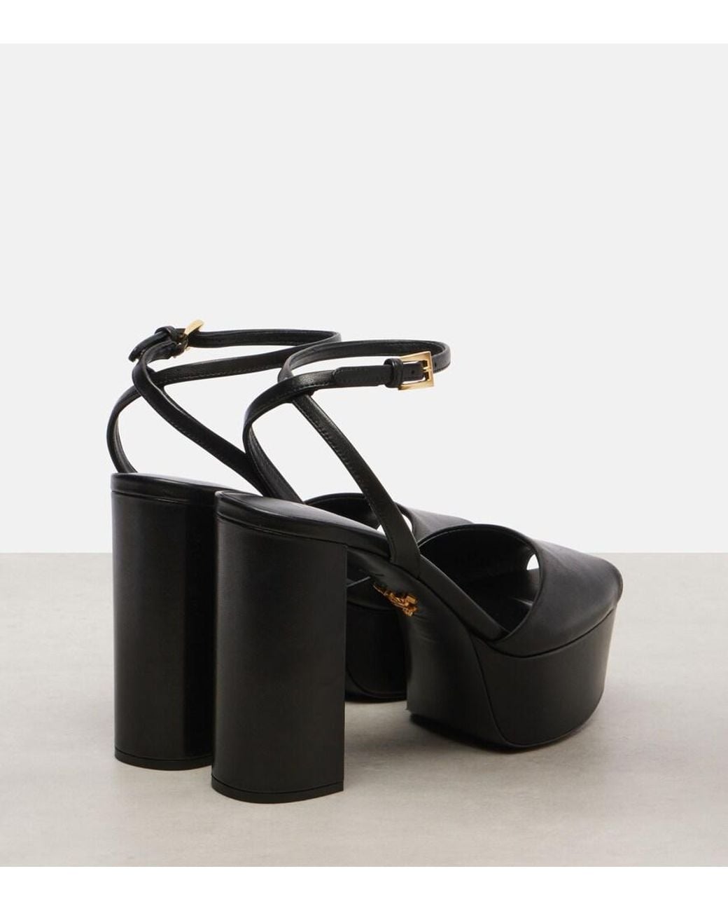Prada Black Leather Platform Sandals