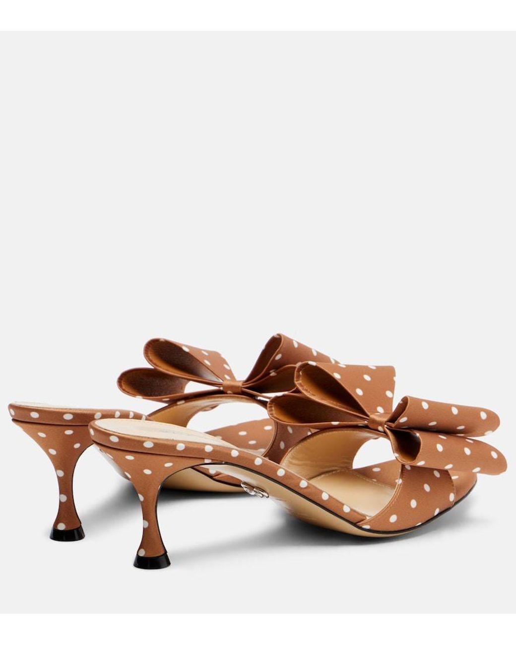 Mach & Mach Brown Le Cadeau 65 Polka-Dot Satin Mules