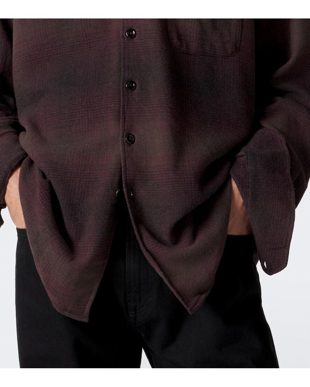 Our Legacy Brown Above Checked Cotton-Blend Shirt for men