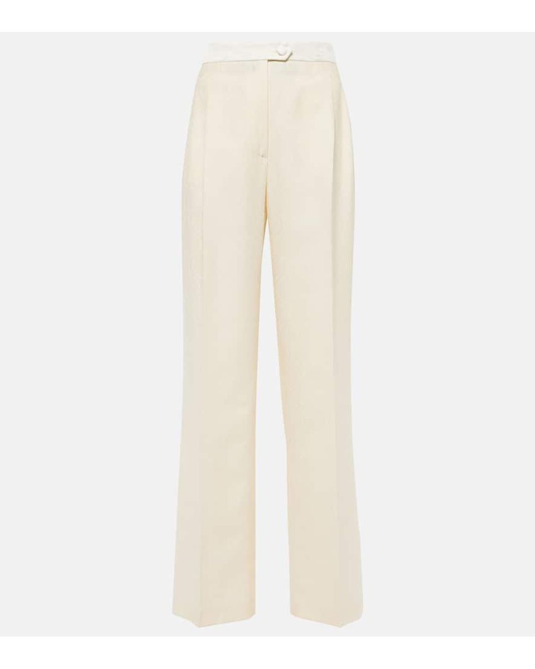 Etro Natural Cotton And Wool Straight Pants