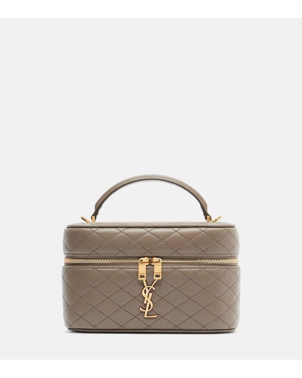 Saint Laurent White Gaby Quilted Leather Vanity Bag