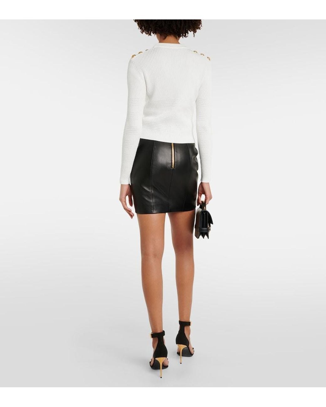 Balmain White Embellished Knitted Top