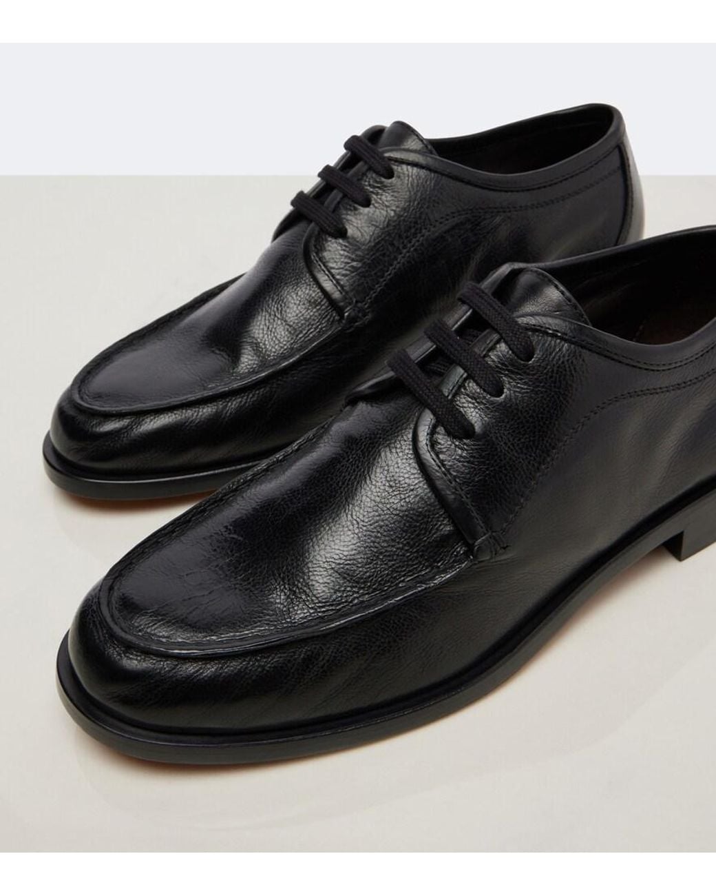 The Row Black Nino Leather Derby Shoes