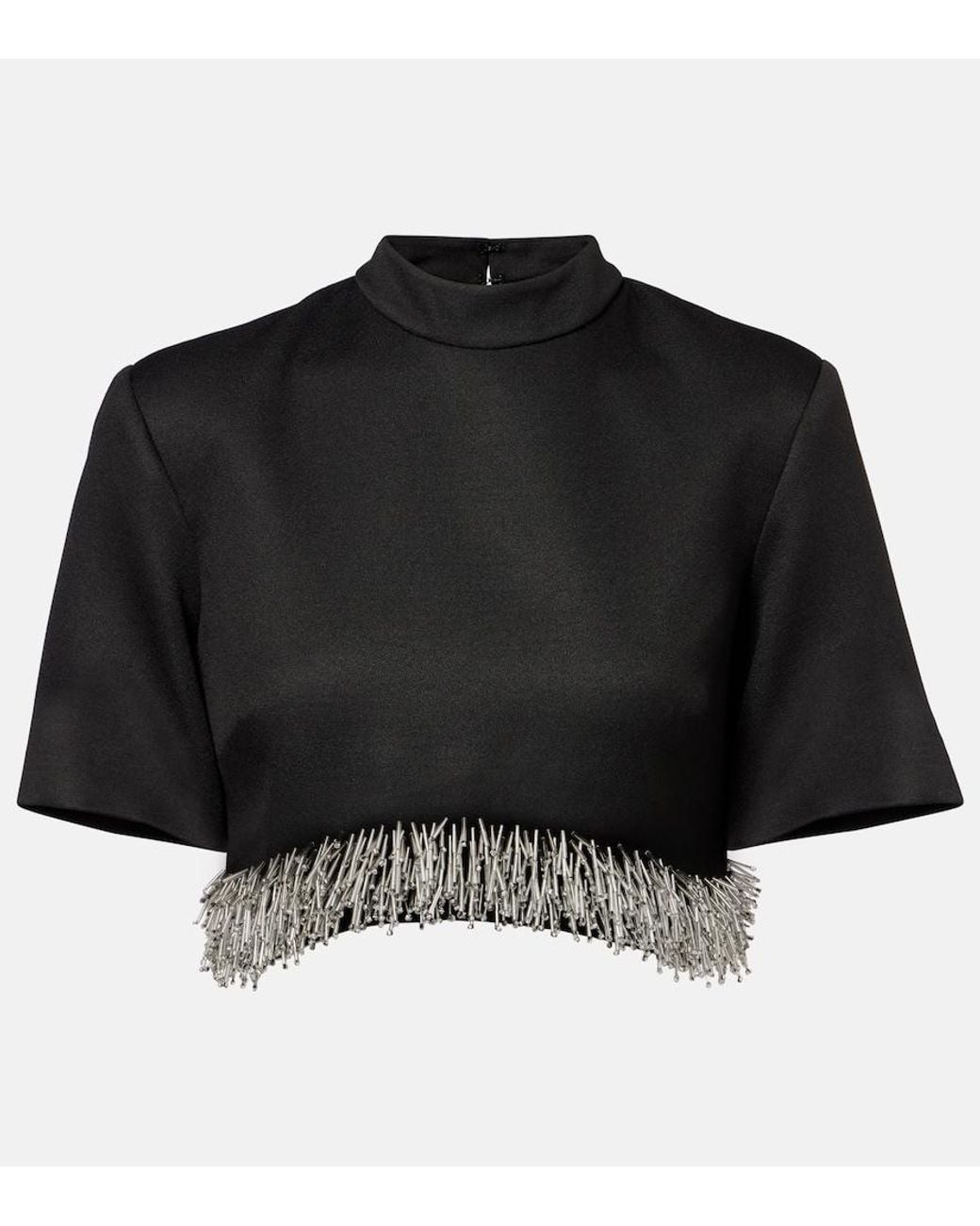 Jonathan Simkhai Black Jalen Embellished Cropped Top
