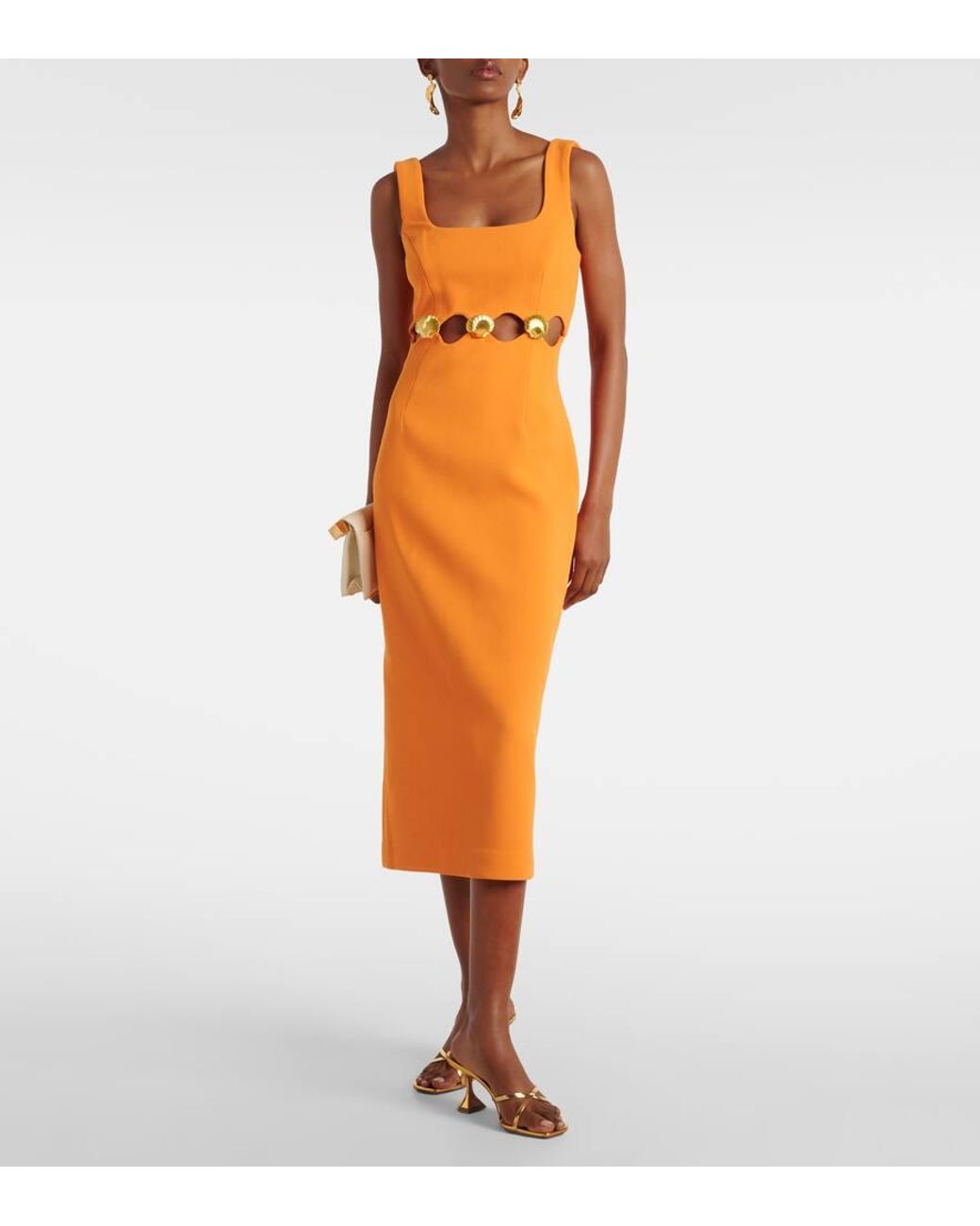新作【Rebecca Vallance】Sirene cutout midi dress Rebecca Vallance Sirene Cutout Midi Dress in Orange | Lyst
