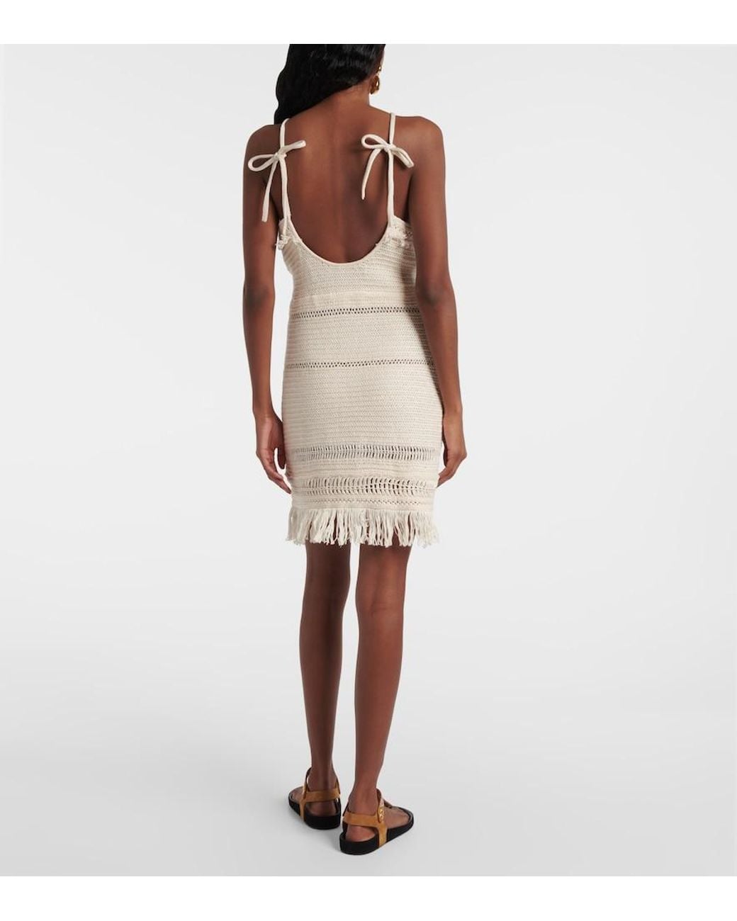 Isabel Marant Natural Araliage Macrame Cotton Minidress