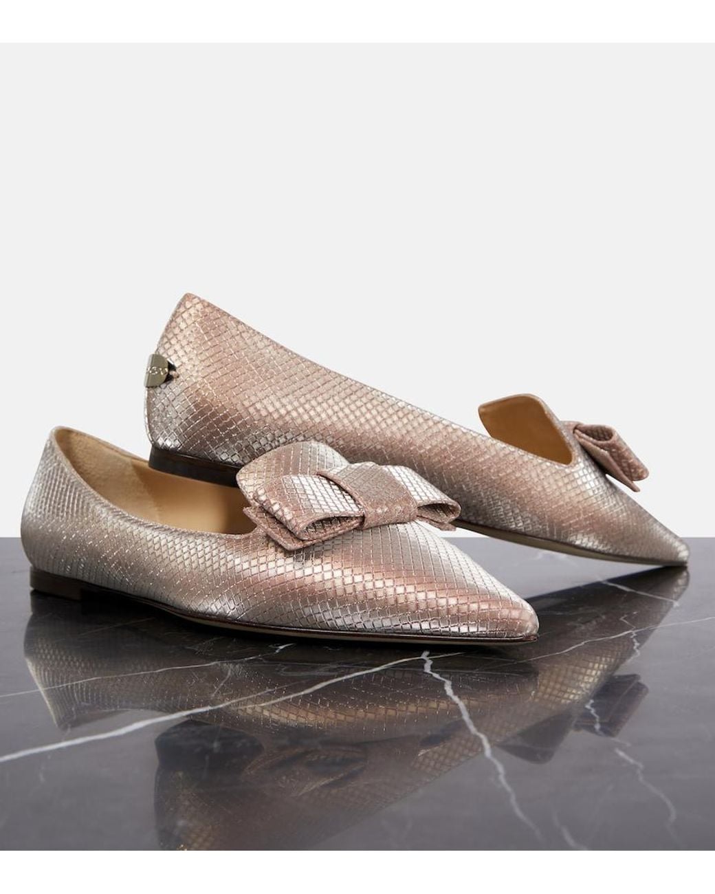 Jimmy Choo Pink Gala Bow-Embellished Ballet Flats