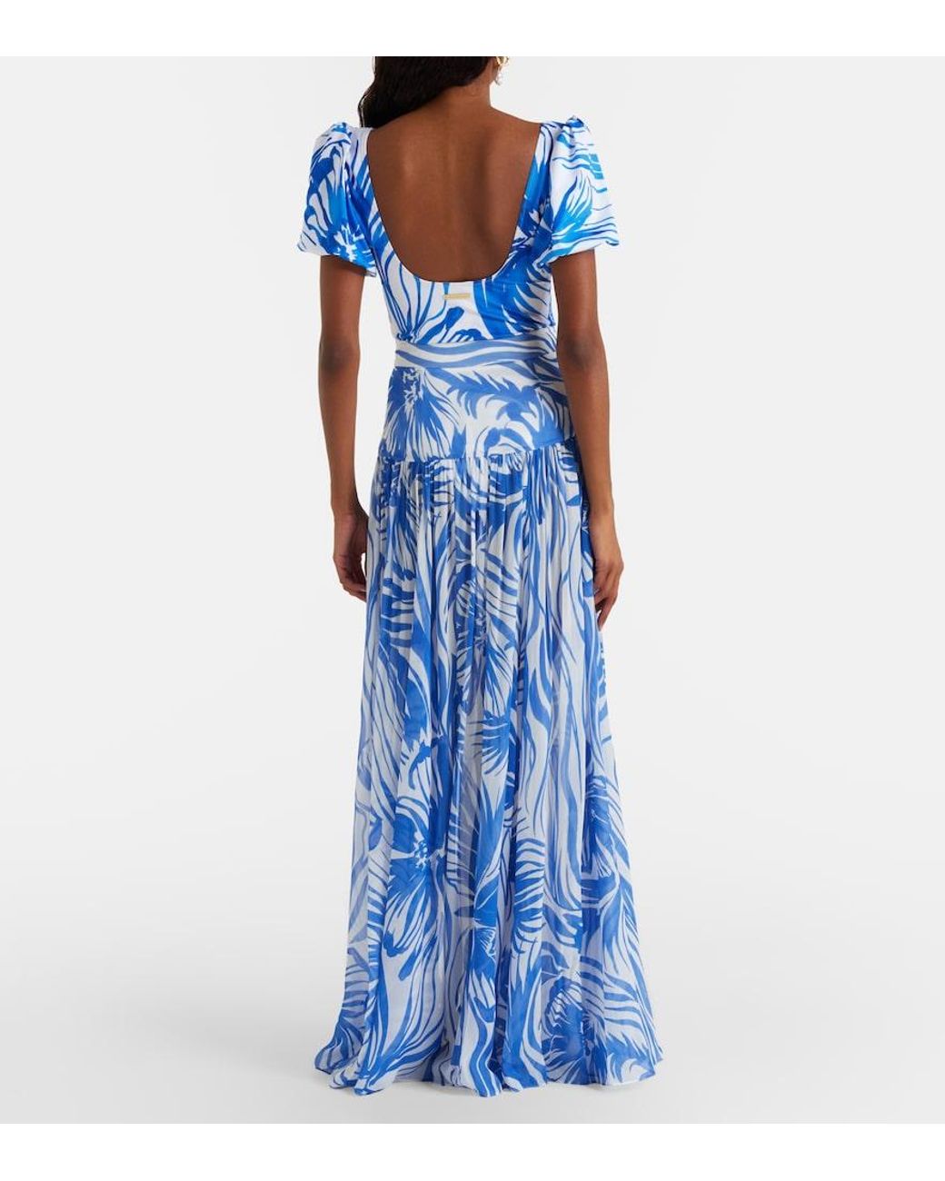 Alexandra Miro Blue Jaimee High-Rise Printed Maxi Skirt