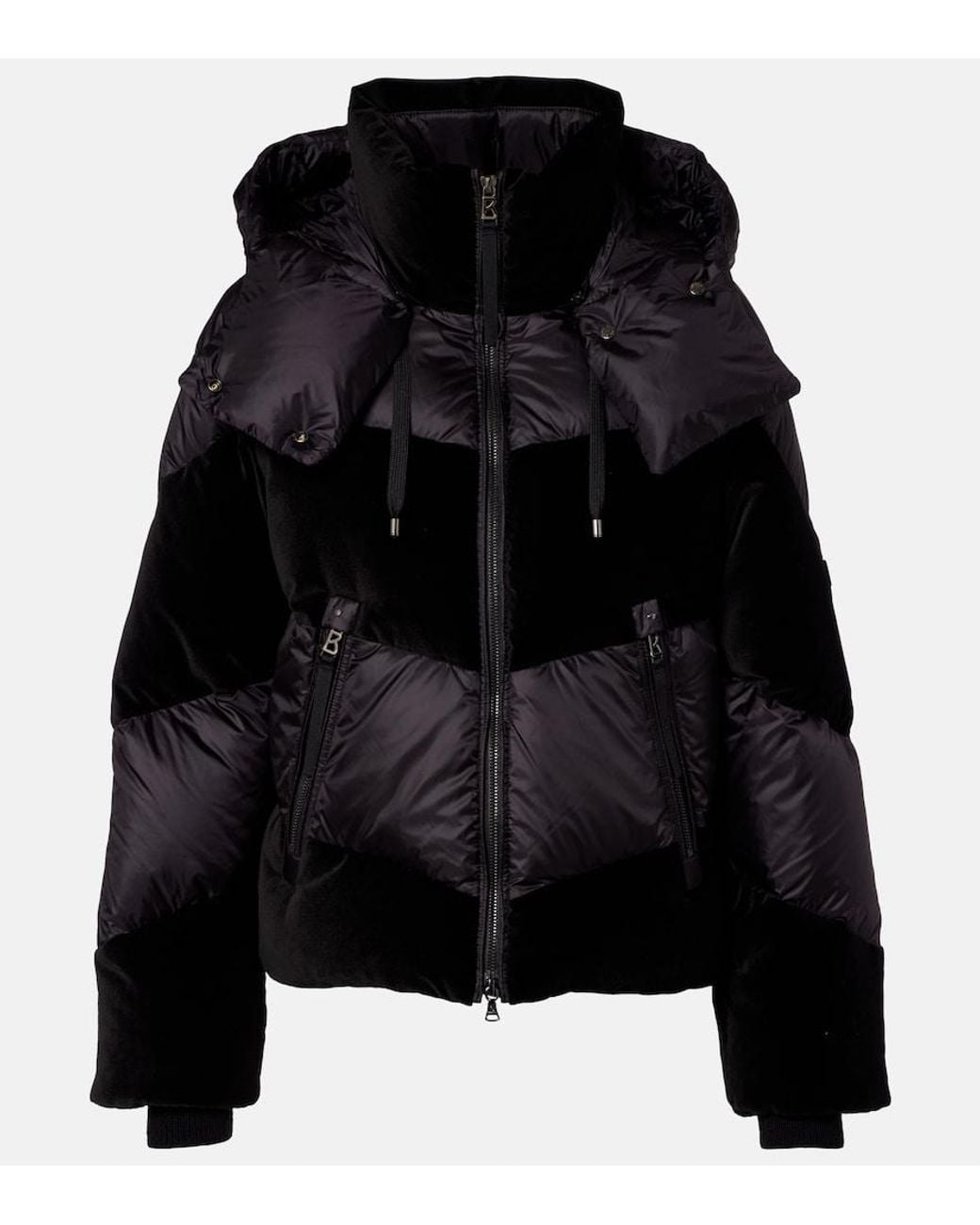 Bogner Black Cathy Velvet-Trimmed Down Jacket