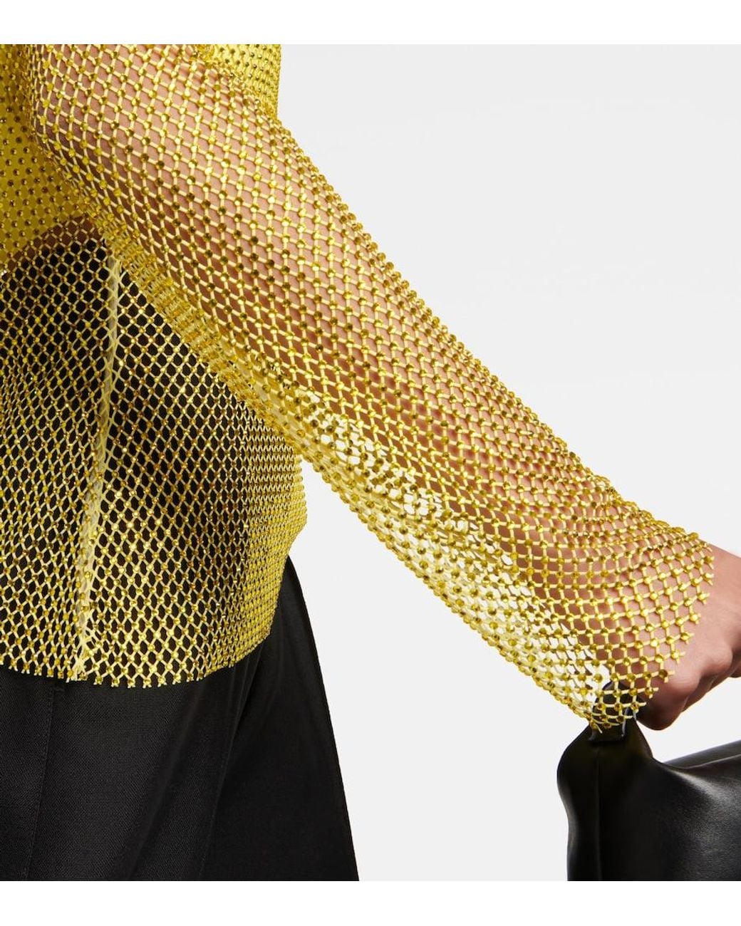 GIUSEPPE DI MORABITO Yellow Crystal-Embellished Mesh Top