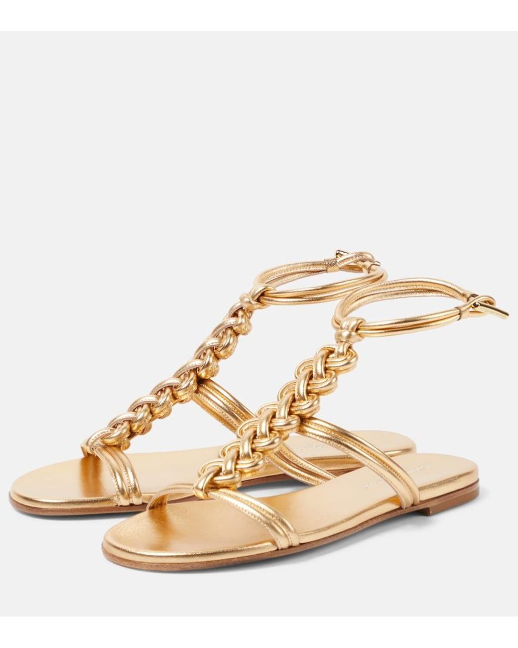Gianvito Rossi Capua Metallic Leather Sandals