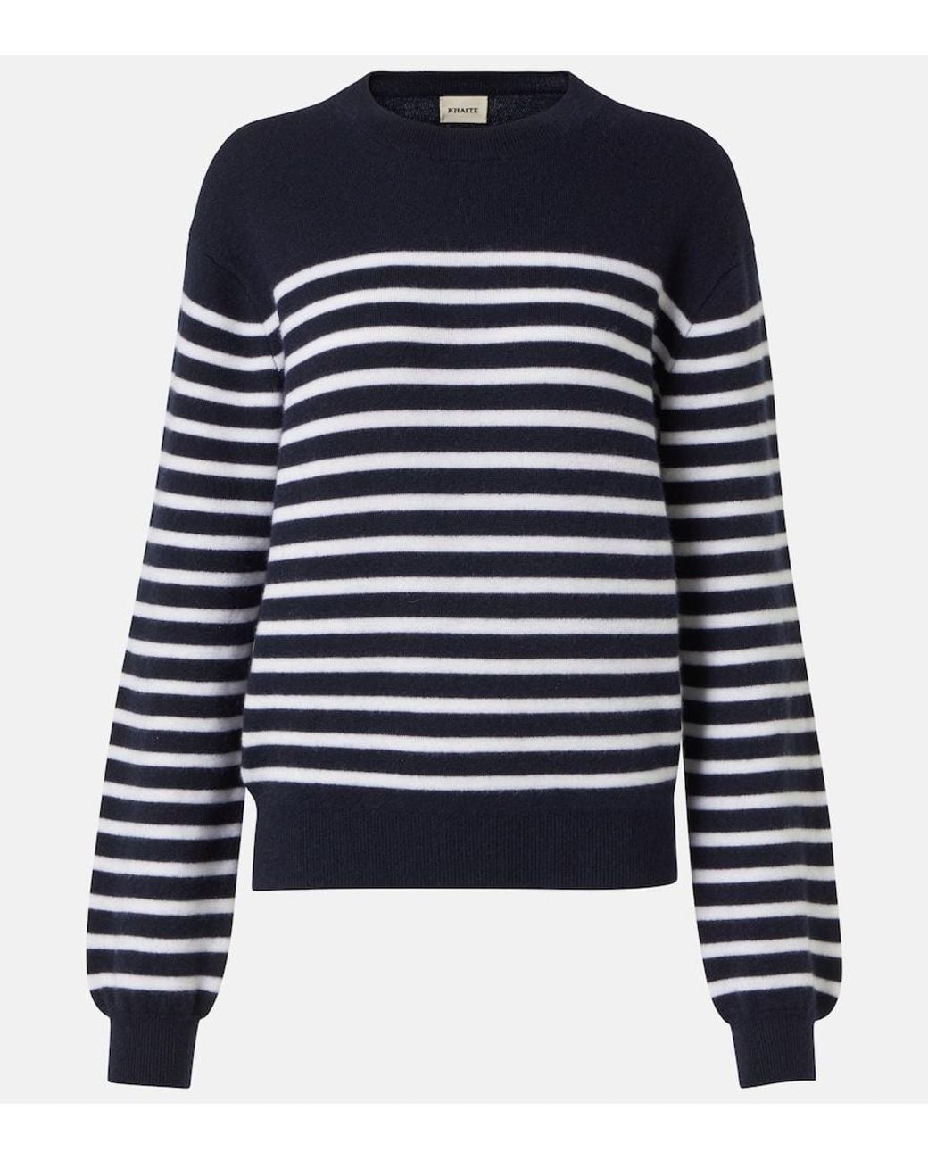 Khaite Blue Viola Striped Cashmere-Blend Sweater