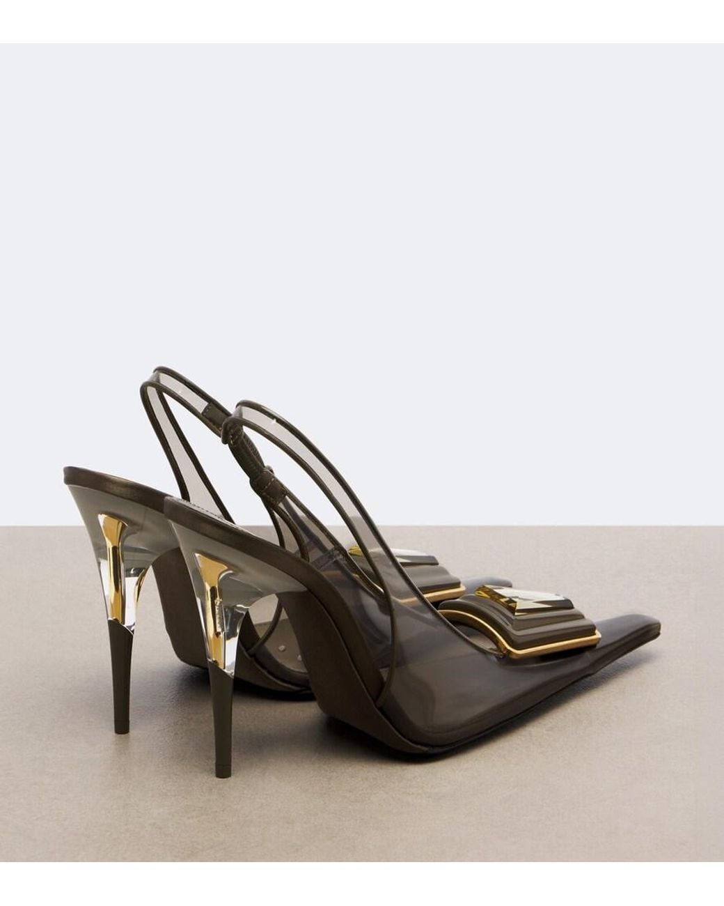Saint Laurent Metallic Sibyl Embellished Tpu Slingback Pumps