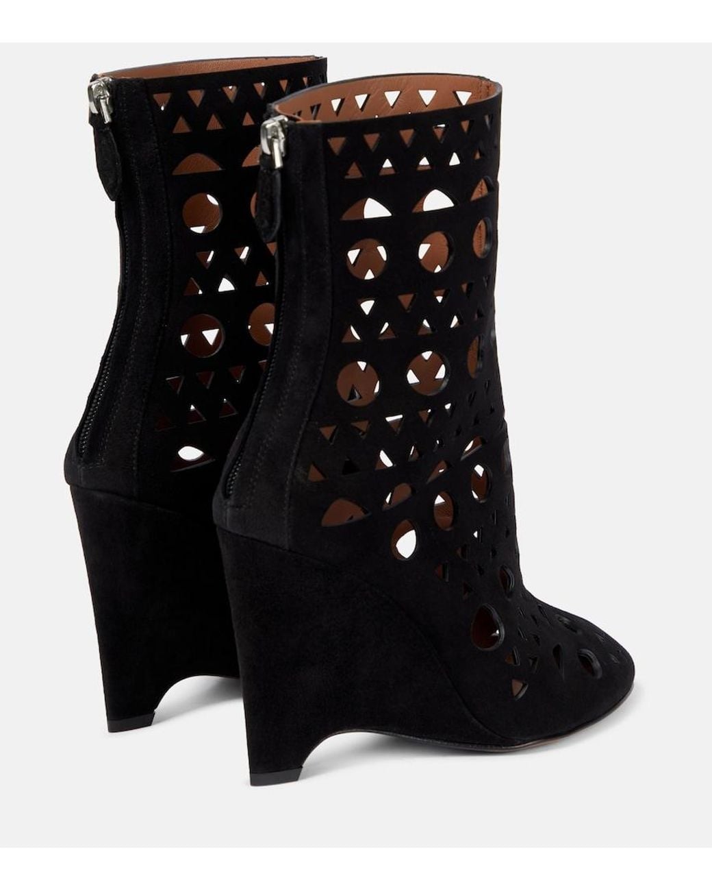 Alaïa Black Vienne Suede Wedge Ankle Boots