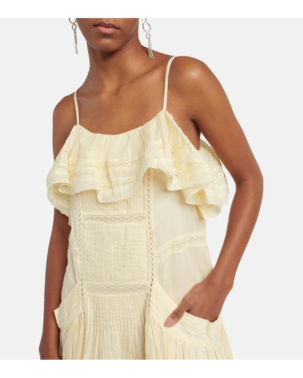 Isabel Marant Yellow Embroidered Cotton Minidress