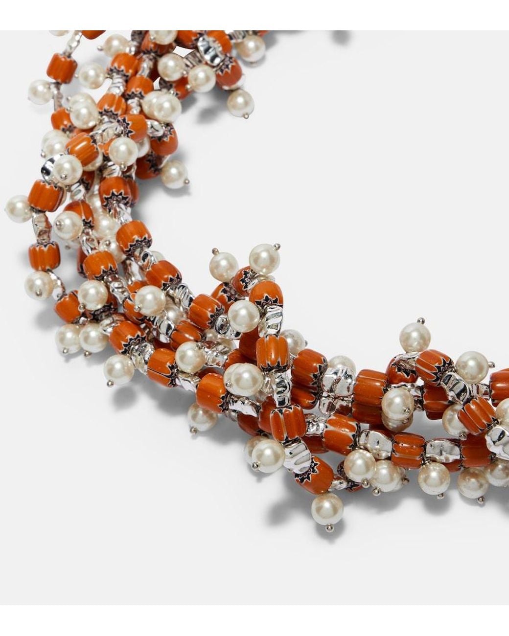 Dries Van Noten White Embellished Beaded Necklace