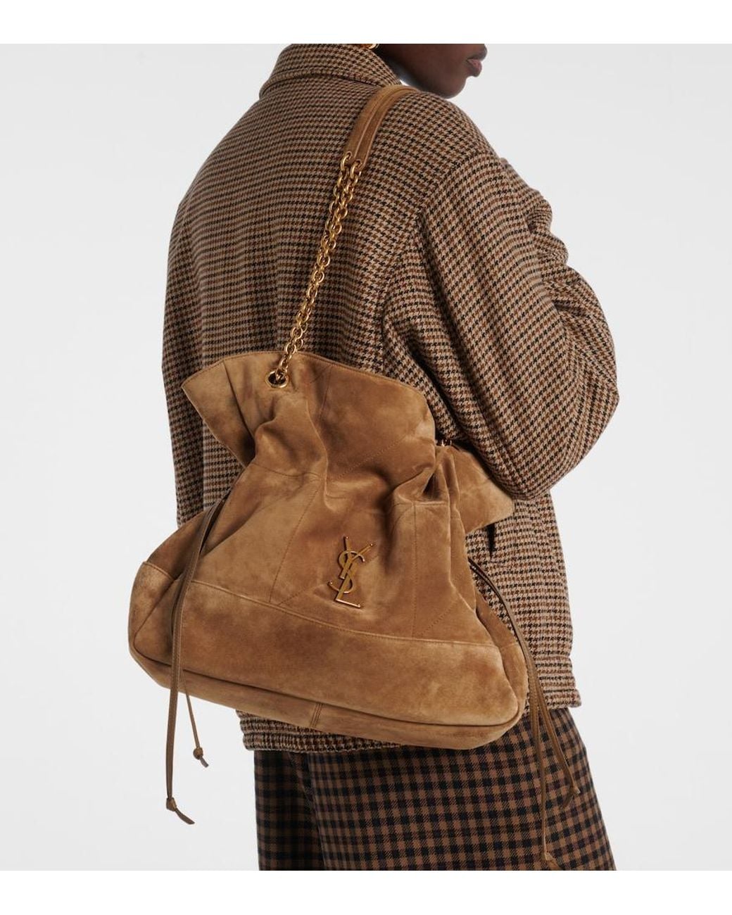 Saint Laurent Brown Jamie Shopping Medium Suede Tote Bag