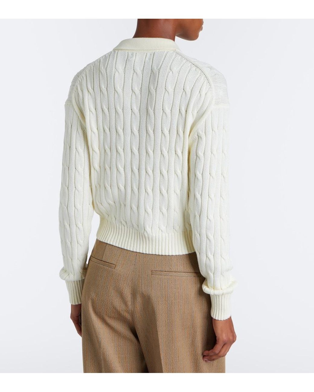 Polo Ralph Lauren White Cable-Knit Cotton Cardigan