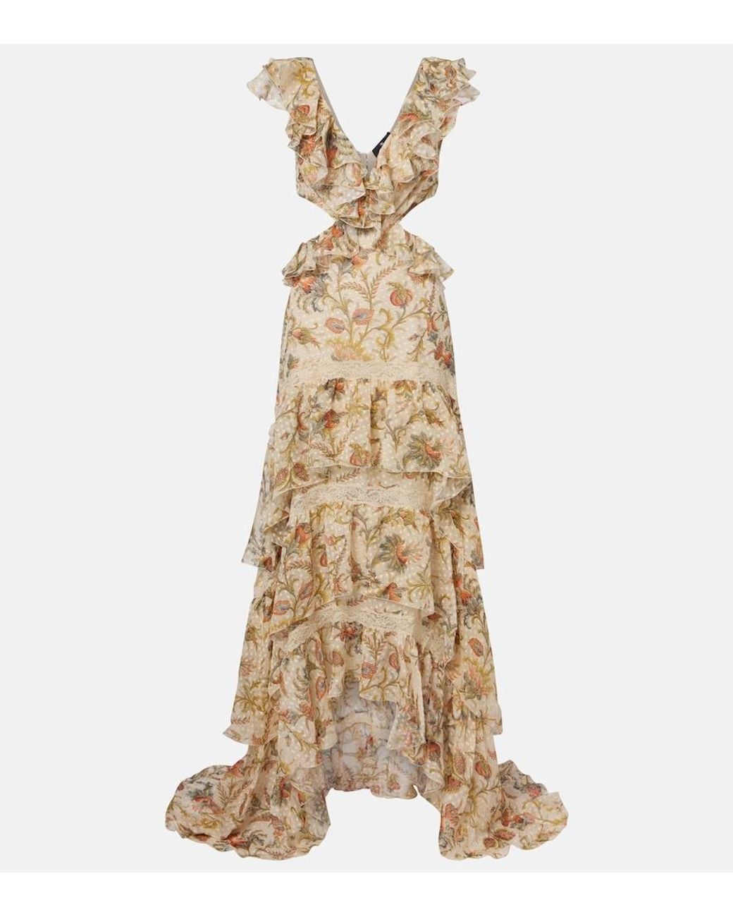 Etro Natural Printed Silk-Blend Maxi Dress