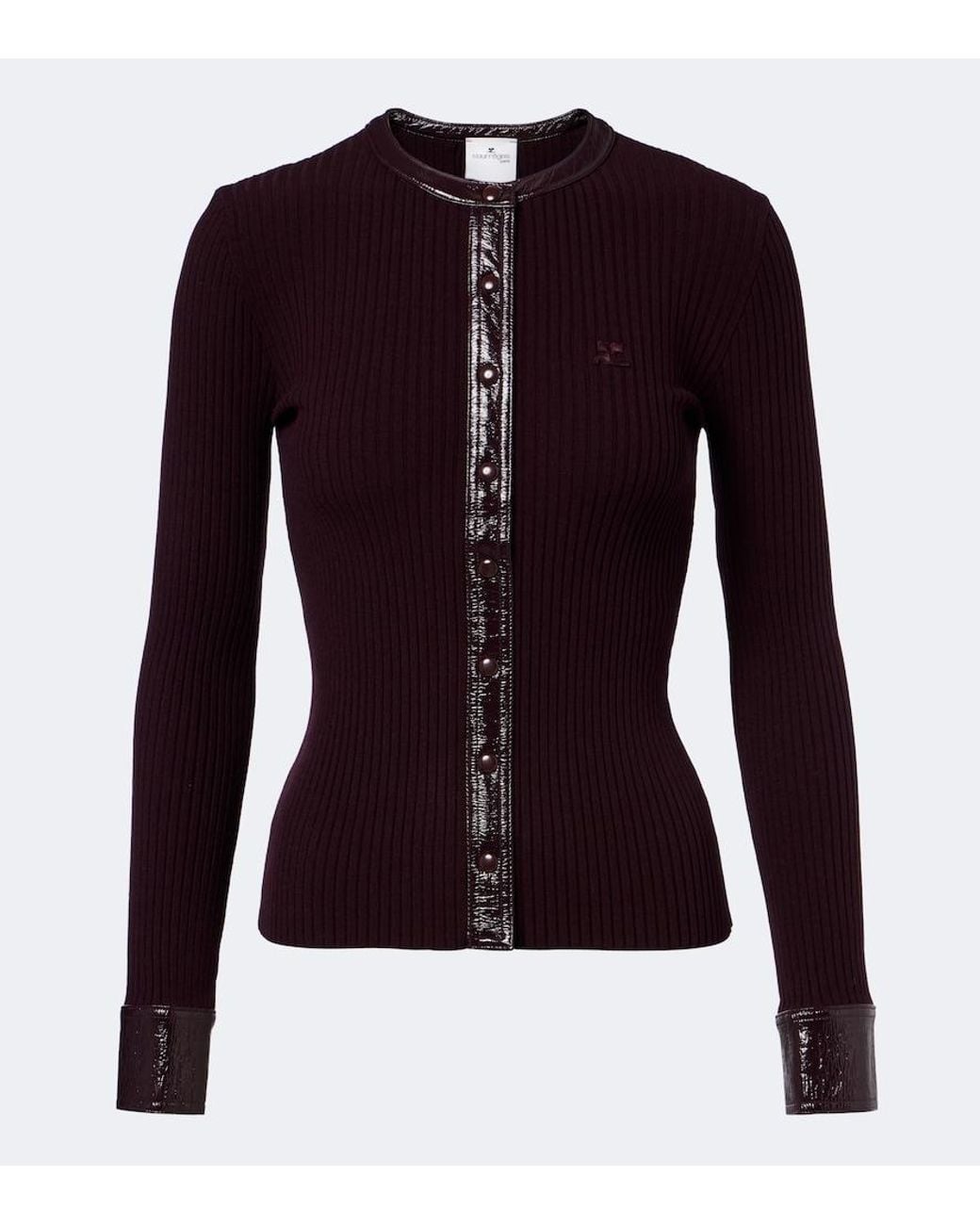 Courreges Blue Ribbed-Knit Cardigan