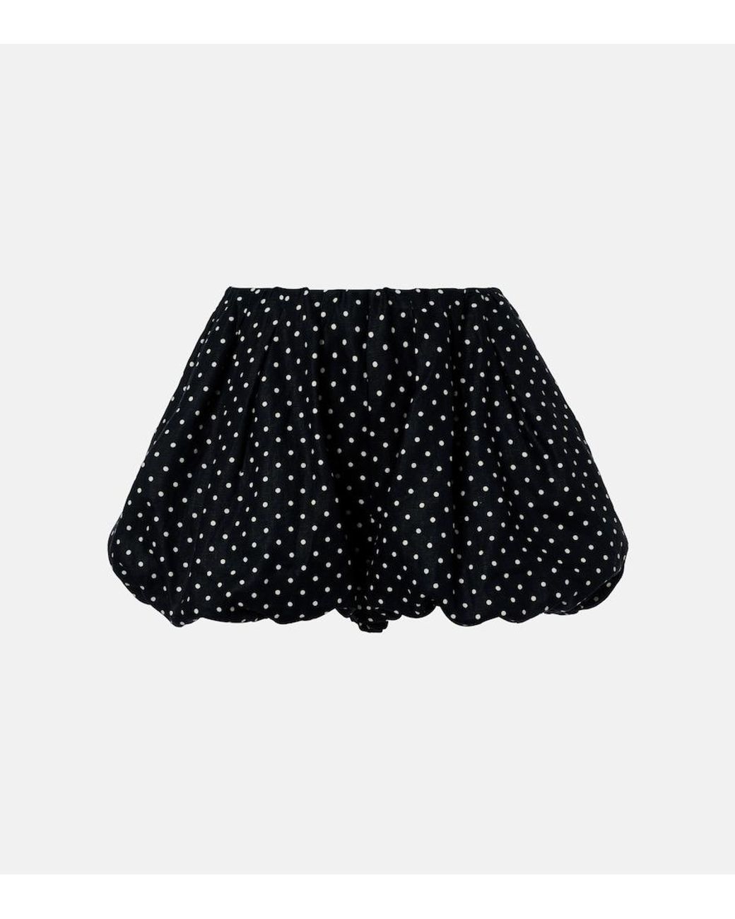 Faithfull The Brand Black Lucia Polka-Dot Linen Shorts
