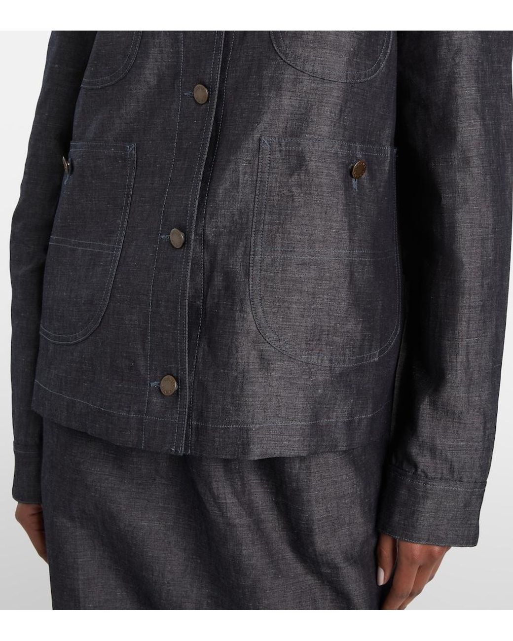 Prada Black Cotton And Linen Chambray Jacket