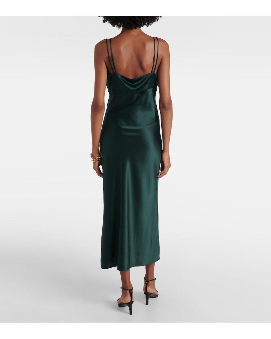 Veronica Beard Green Bixie Silk-Blend Satin Slip Dress