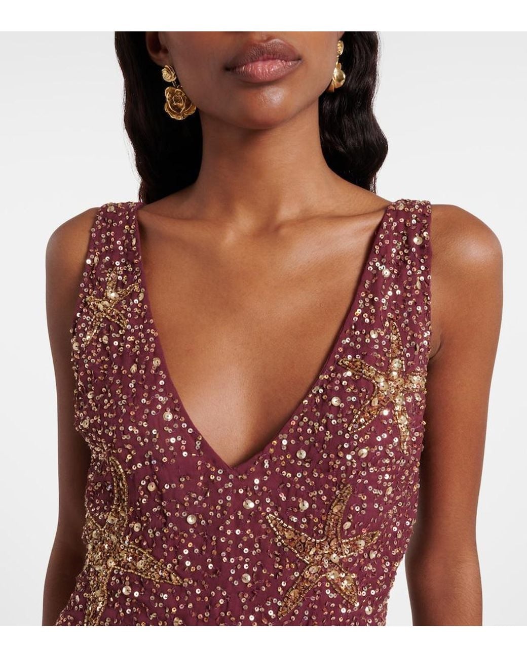 Rixo Red Christabel Embellished Minidress