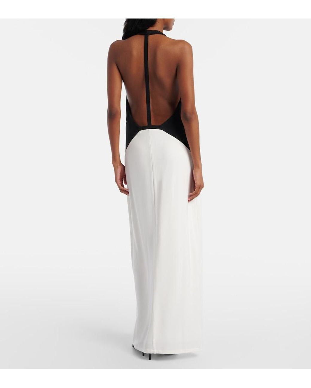 Adriana Degreas White Halterneck Jersey Maxi Dress