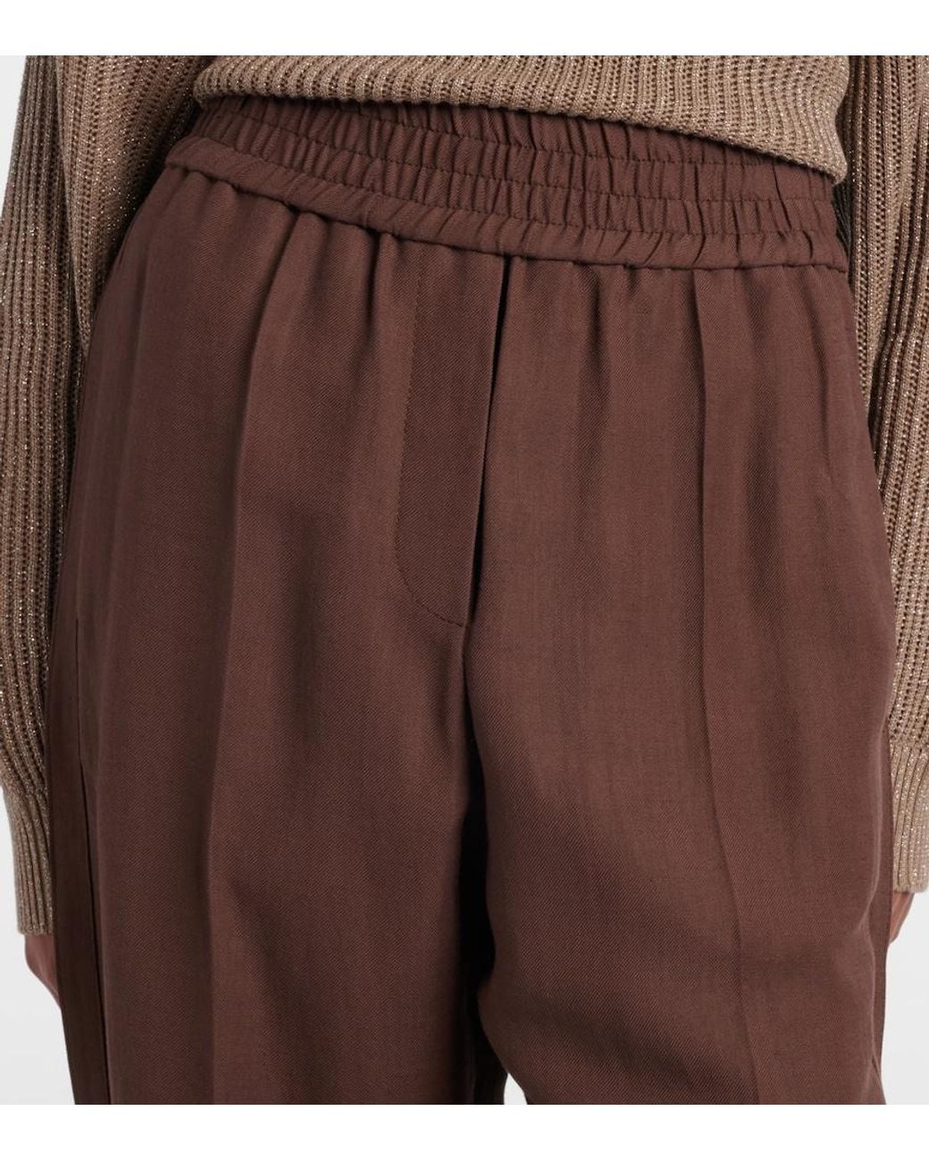 Brunello Cucinelli Brown Mid-Rise Straight Pants