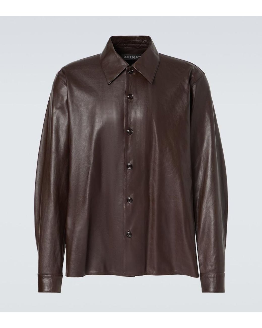 Our Legacy Brown Welding Leather Overshirt for men