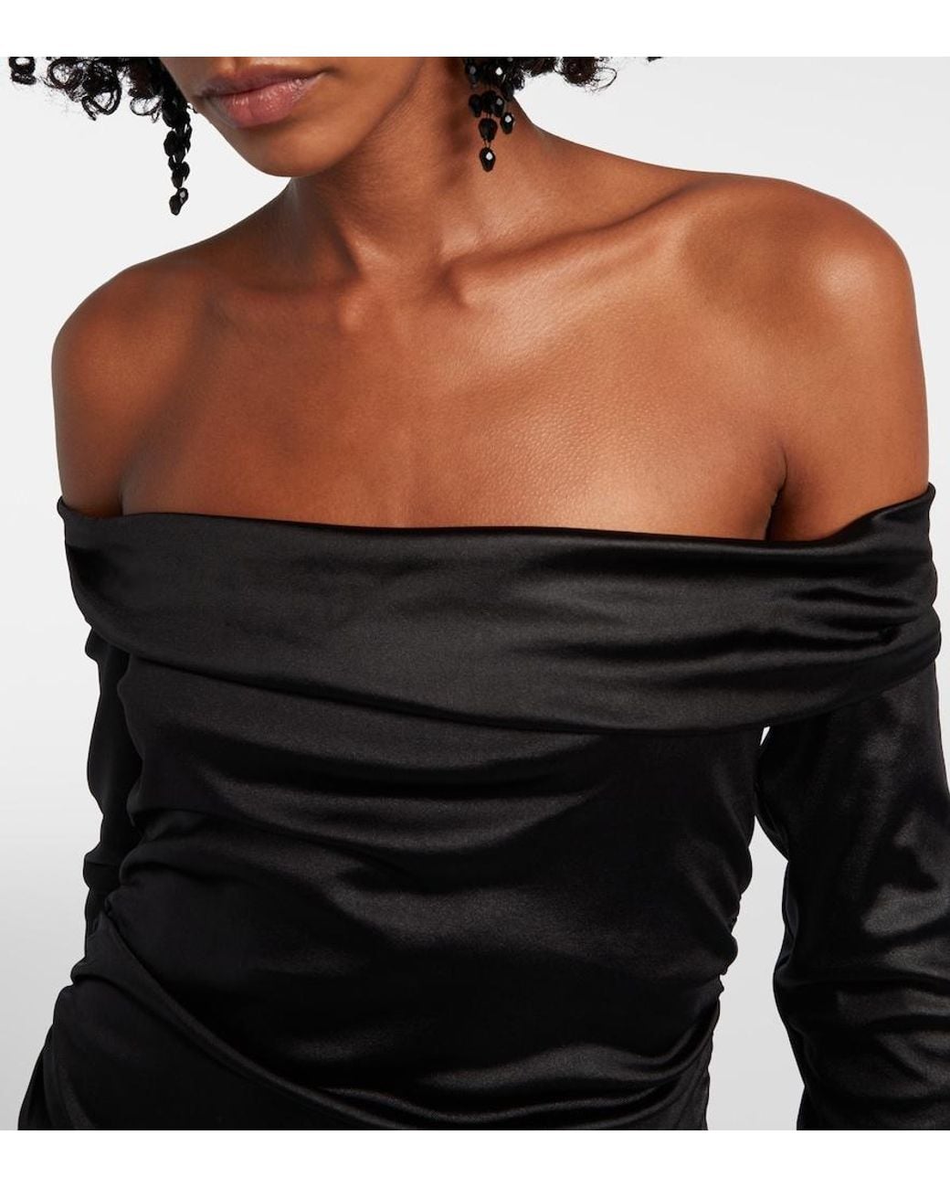 Isabel Marant Black Elife Gathered Off-Shoulder Midi Dress