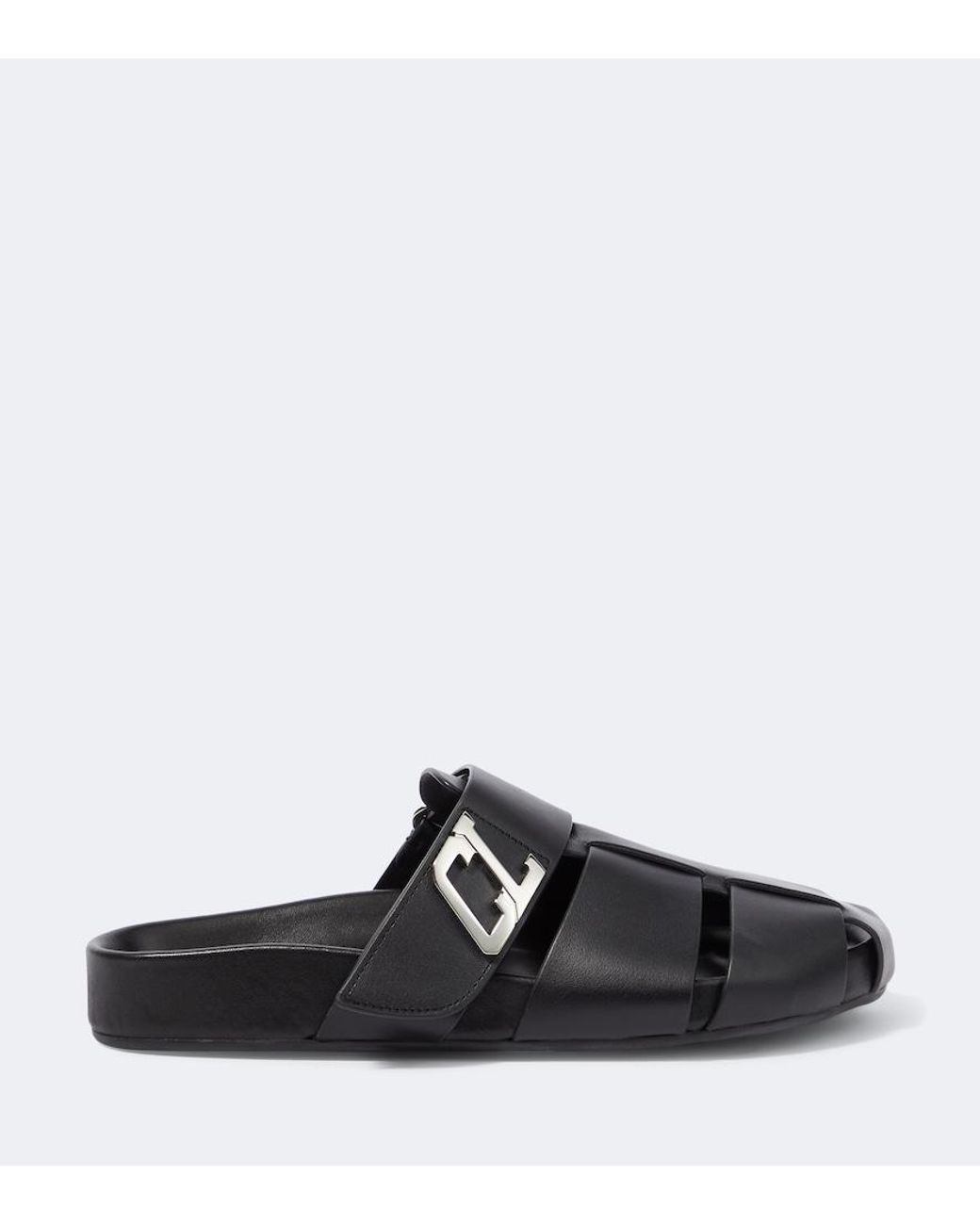 Christian Louboutin Black Abubizz Leather Slippers for men