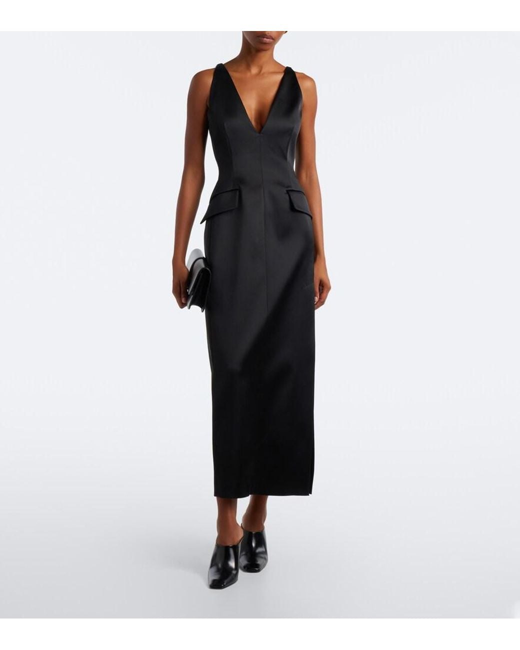Sportmax Black Satin Cocktail Dress