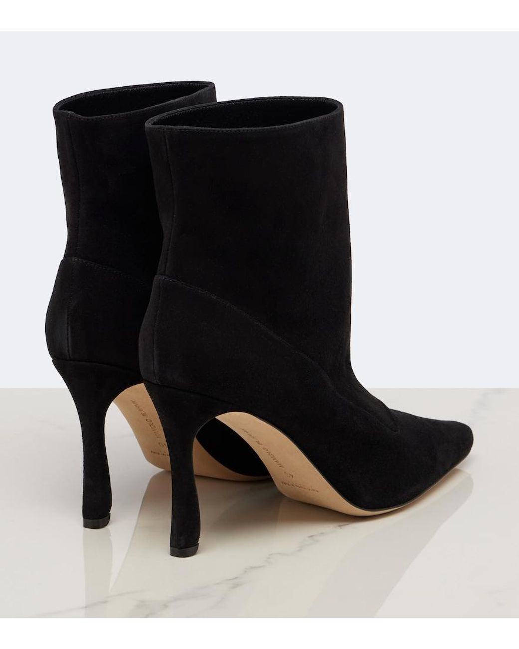Manolo Blahnik Black Gostatu Suede Ankle Boots