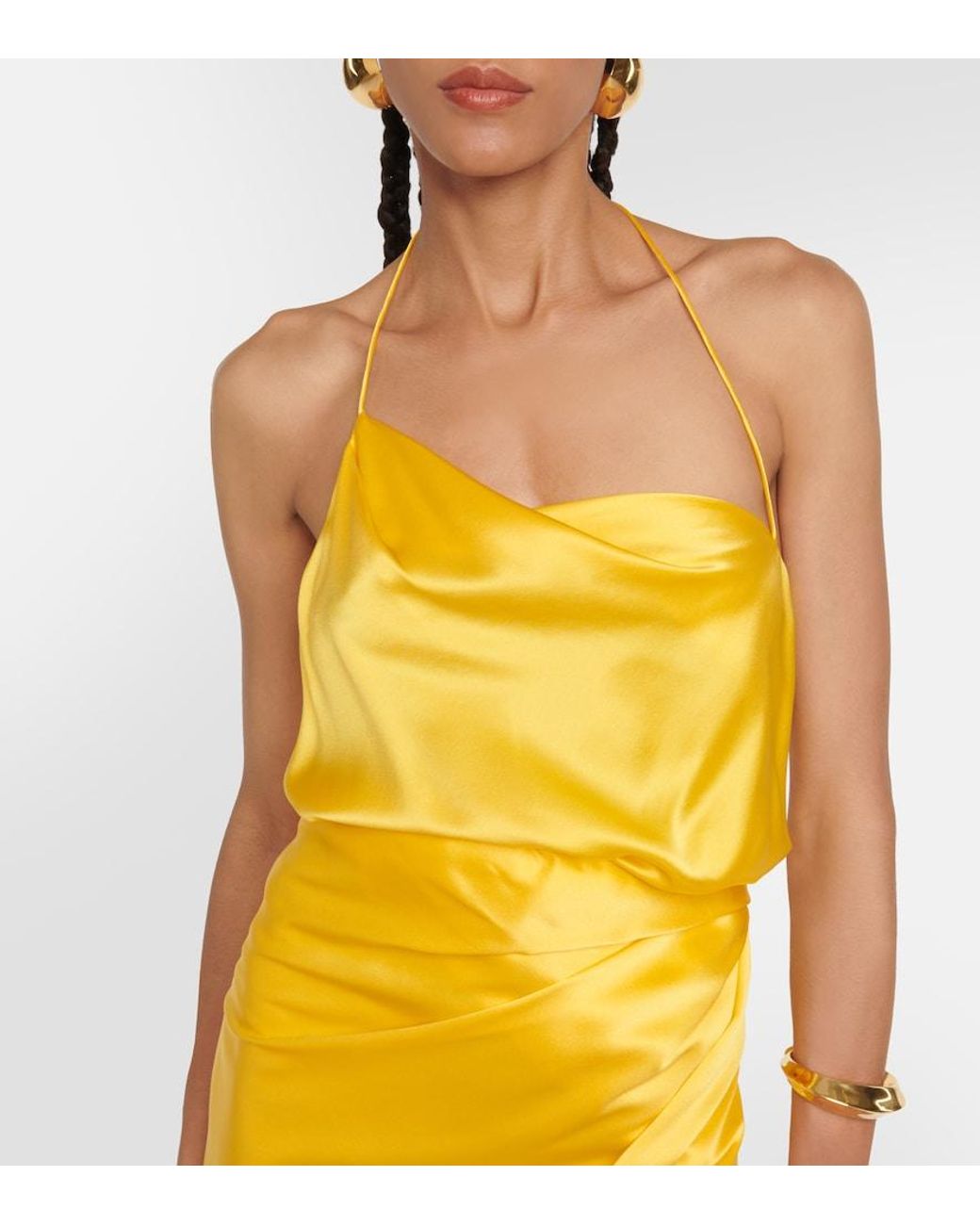 The Sei Metallic Halterneck Silk Charmeuse Gown