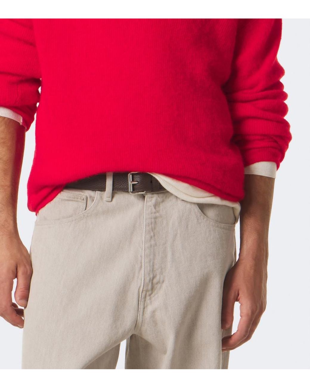 Auralee Red Alpaca-Blend Polo Sweater for men