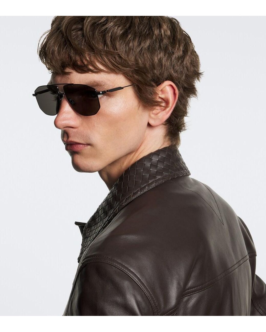 Bottega Veneta Gray Aviator Sunglasses for men