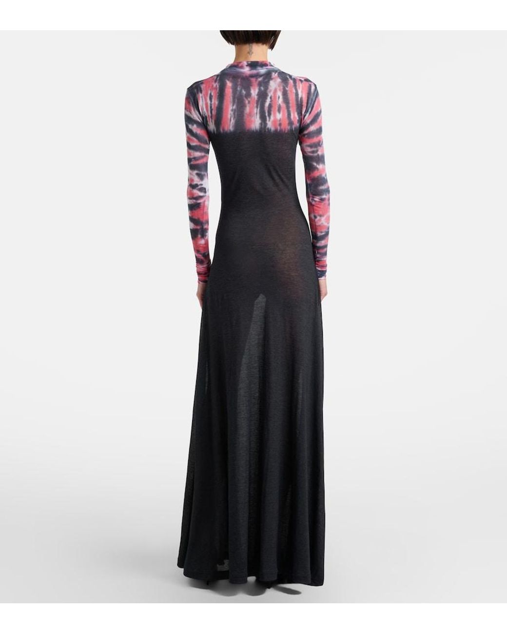 Balenciaga Blue Printed Tie-Dye Cotton-Blend Jersey Maxi Dress