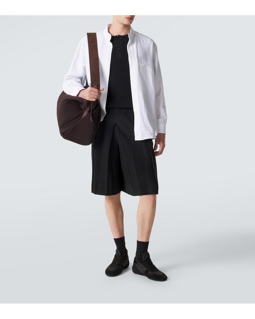 Homme Plissé Issey Miyake Black Tailored Pleats 2 Bermuda Shorts for men