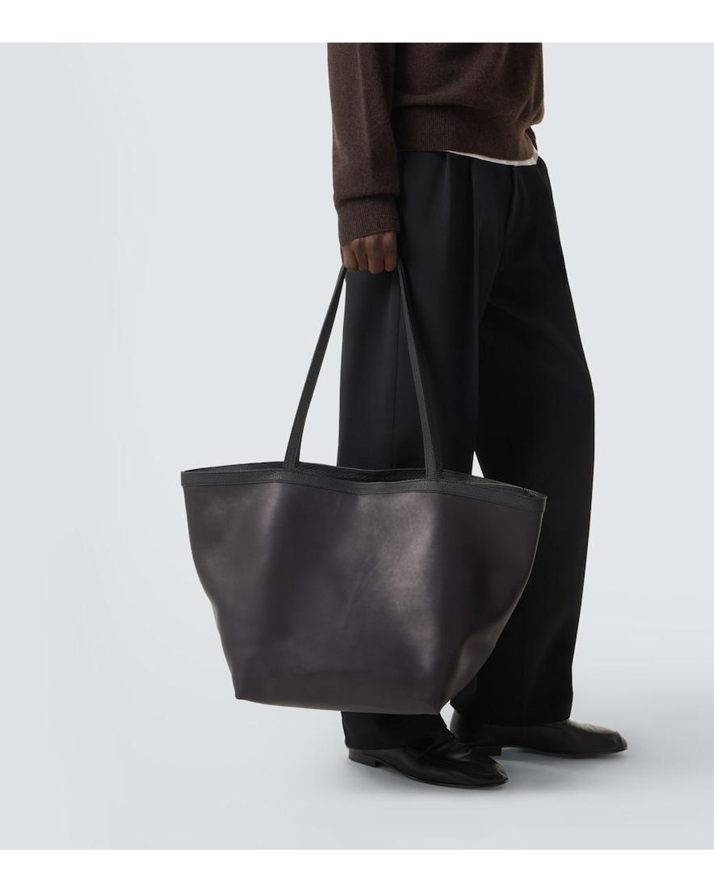 The Row Black Park Xl Leather Tote Bag for men