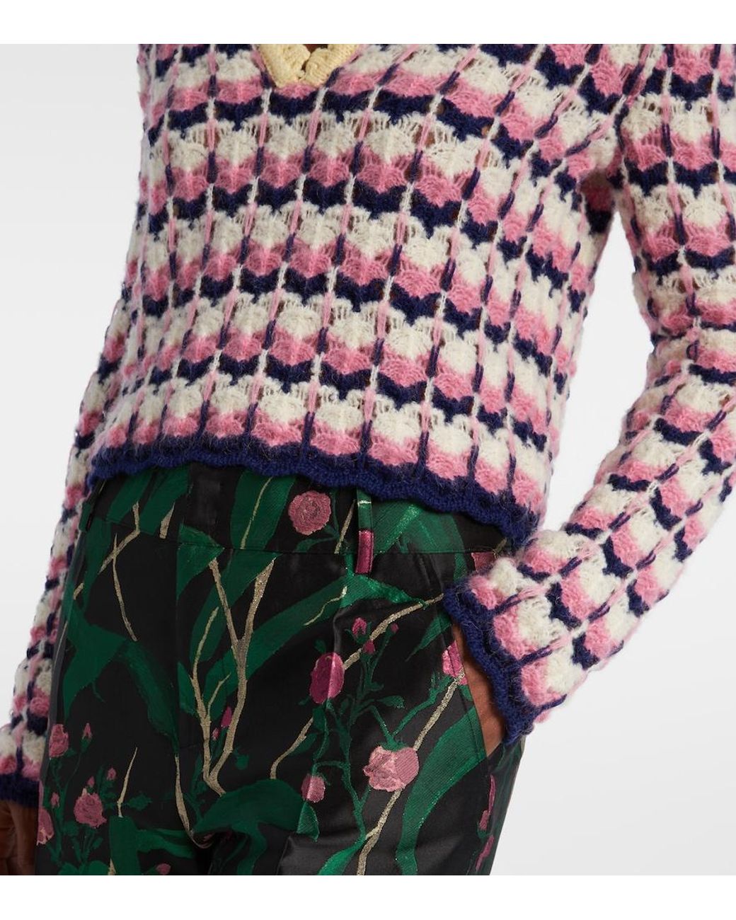 LaDoubleJ Red Picket Wool-Blend Polo Sweater