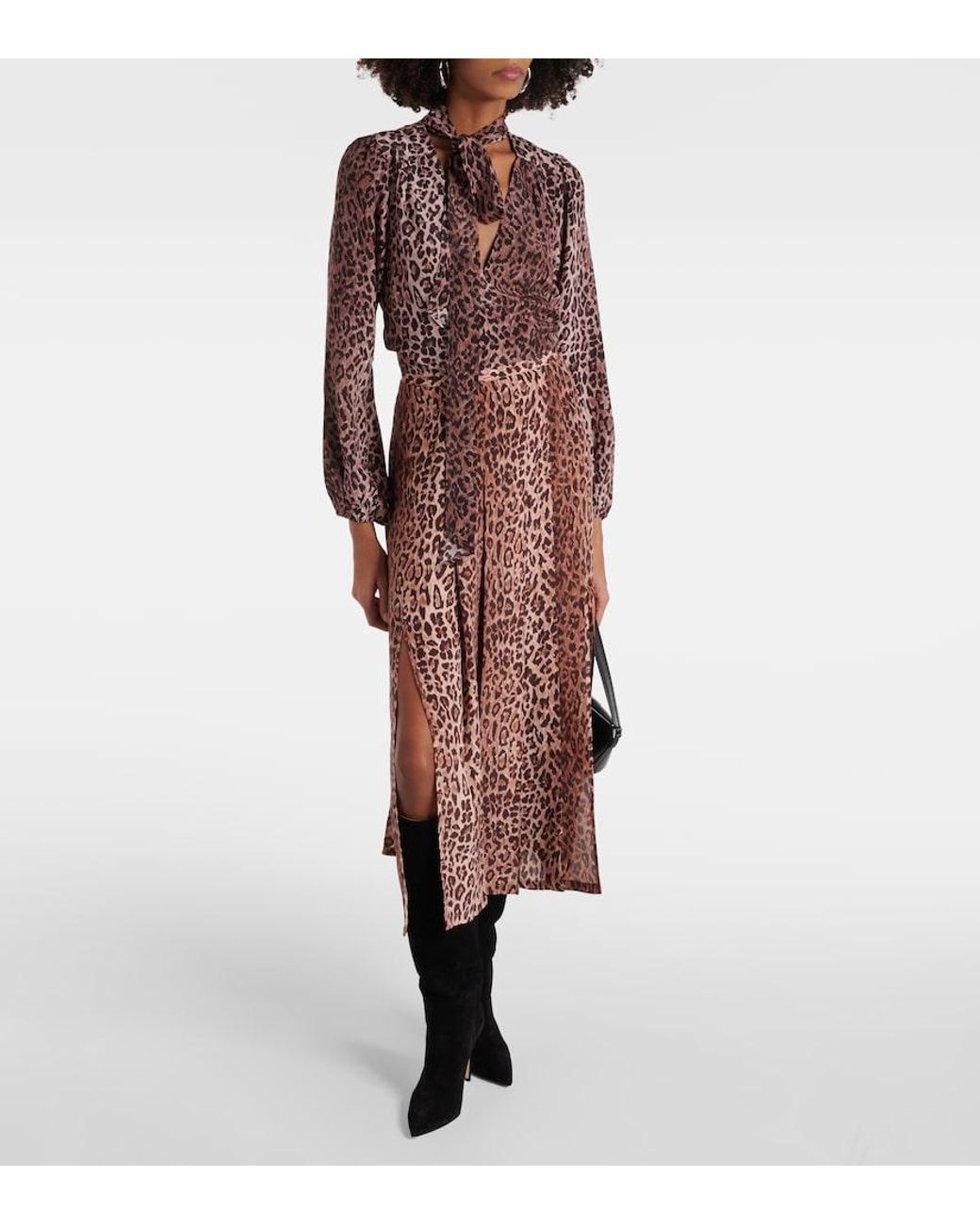 Blusa Moss De Seda Con Estampado De Leopardo Rixo de color Brown