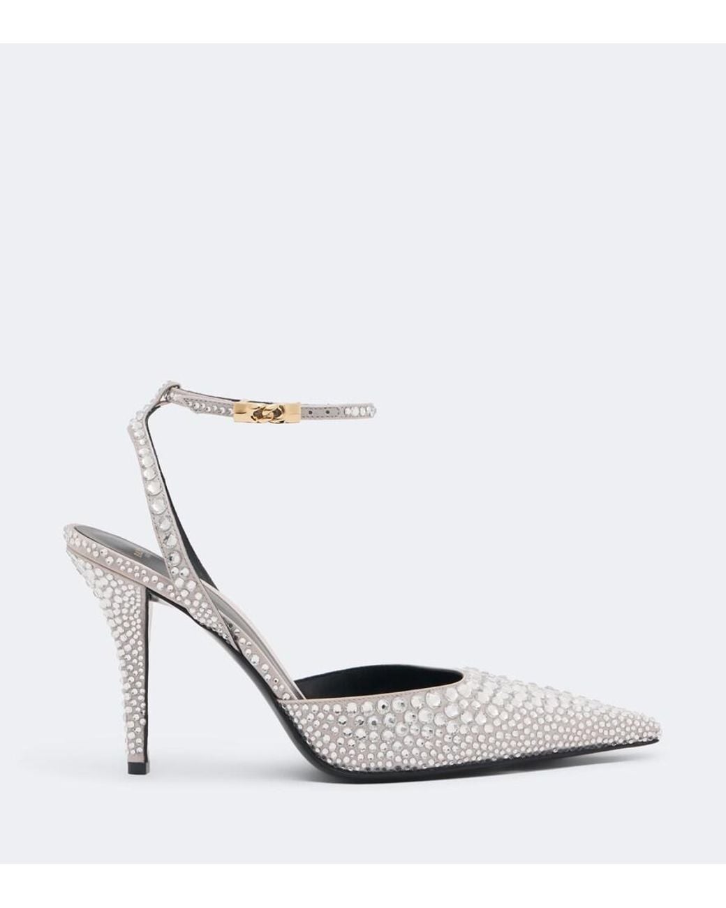 Balmain White Crystal-Embellished Slingback Pumps
