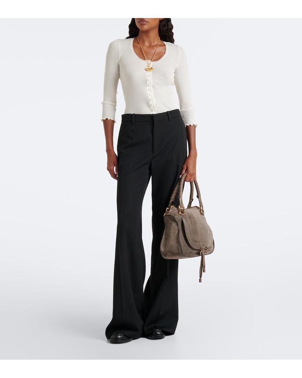 Chloé Brown Marcie Medium Suede Shoulder Bag