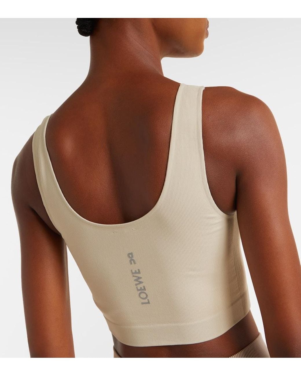 Loewe White X On Ribbed-Knit Sports Bra