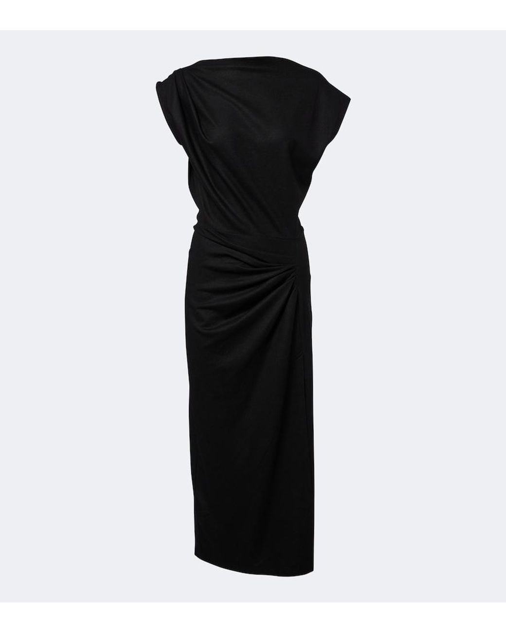 Isabel Marant Black Naery Draped Jersey Midi Dress