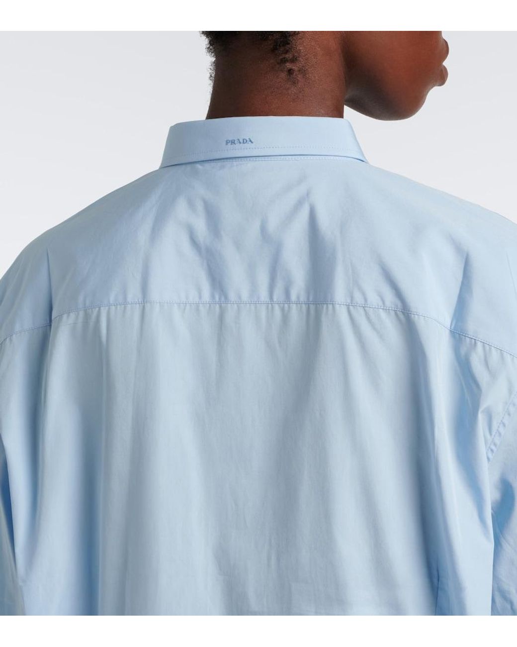 Prada Blue Oversized Cotton Poplin Shirt